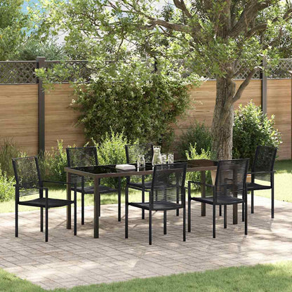 Garten Essgruppe 7 pcs Schwarz Pulverbeschichteter Stahl