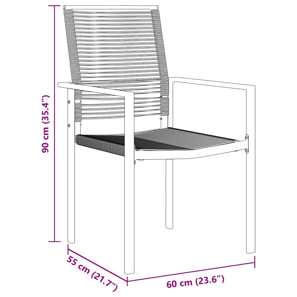 Garten Essgruppe 7 pcs Schwarz Pulverbeschichteter Stahl