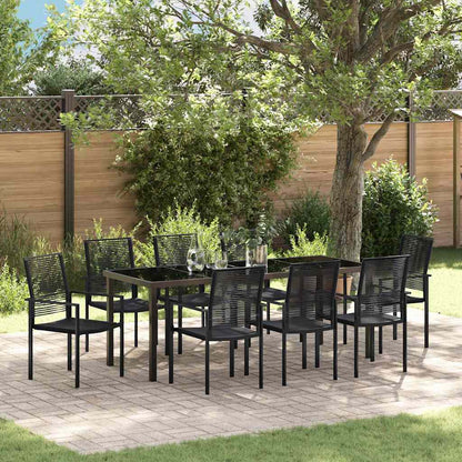 Garten Essgruppe 9 pcs Schwarz Pulverbeschichteter Stahl