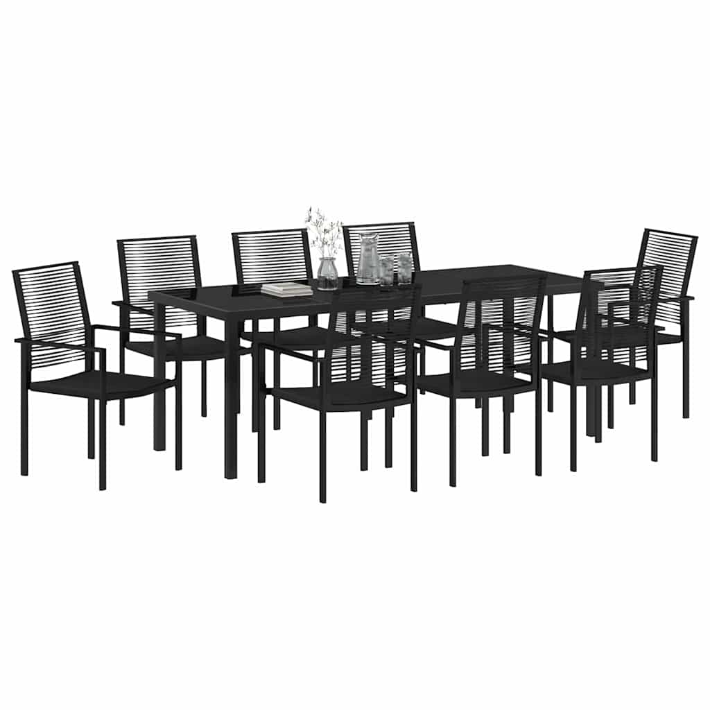 Garten Essgruppe 9 pcs Schwarz Pulverbeschichteter Stahl