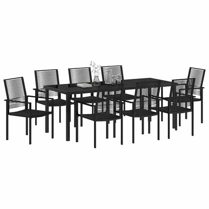 Garten Essgruppe 9 pcs Schwarz Pulverbeschichteter Stahl