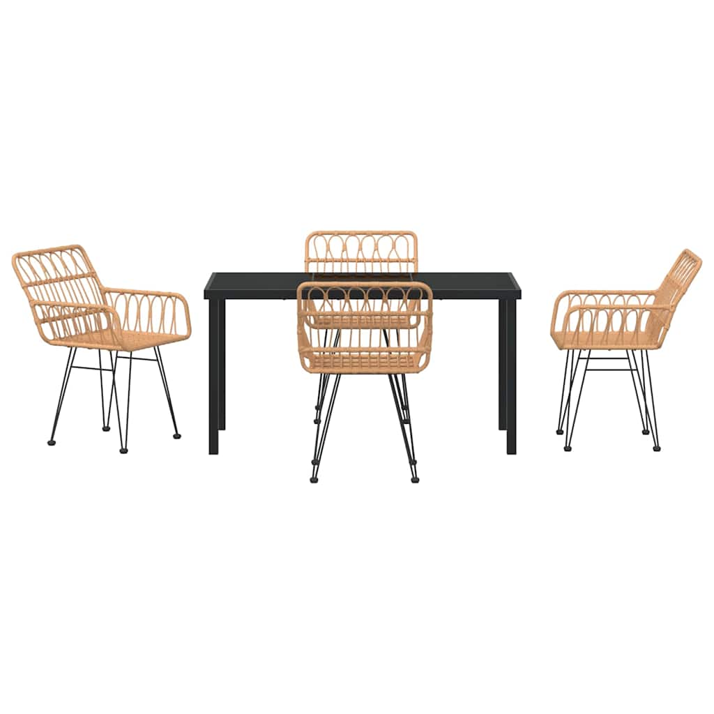 Garten Essgruppe 5 pcs Braun Pulverbeschichteter Stahl