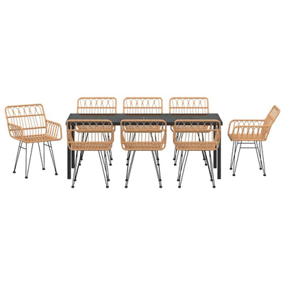 Garten Essgruppe 9 pcs Braun Pulverbeschichteter Stahl