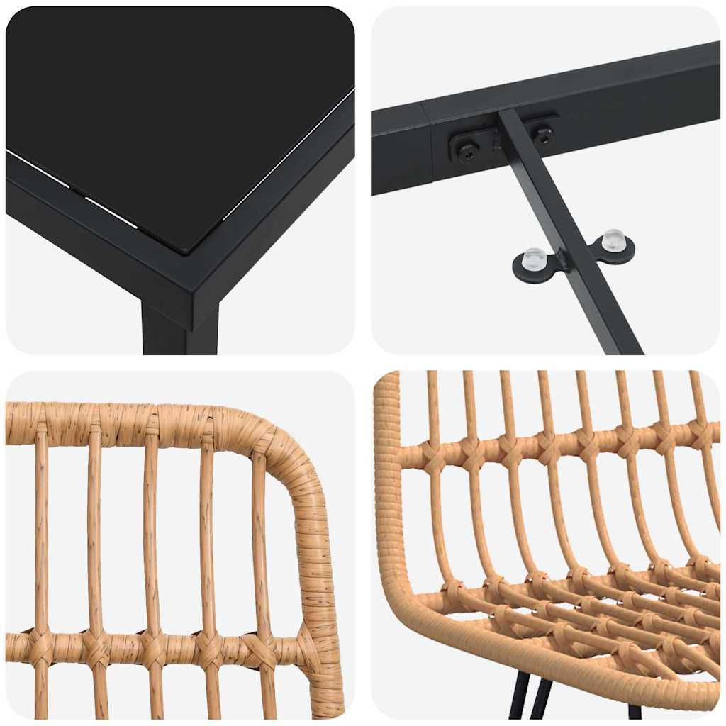 Garten Essgruppe 5 pcs Braun Pulverbeschichteter Stahl