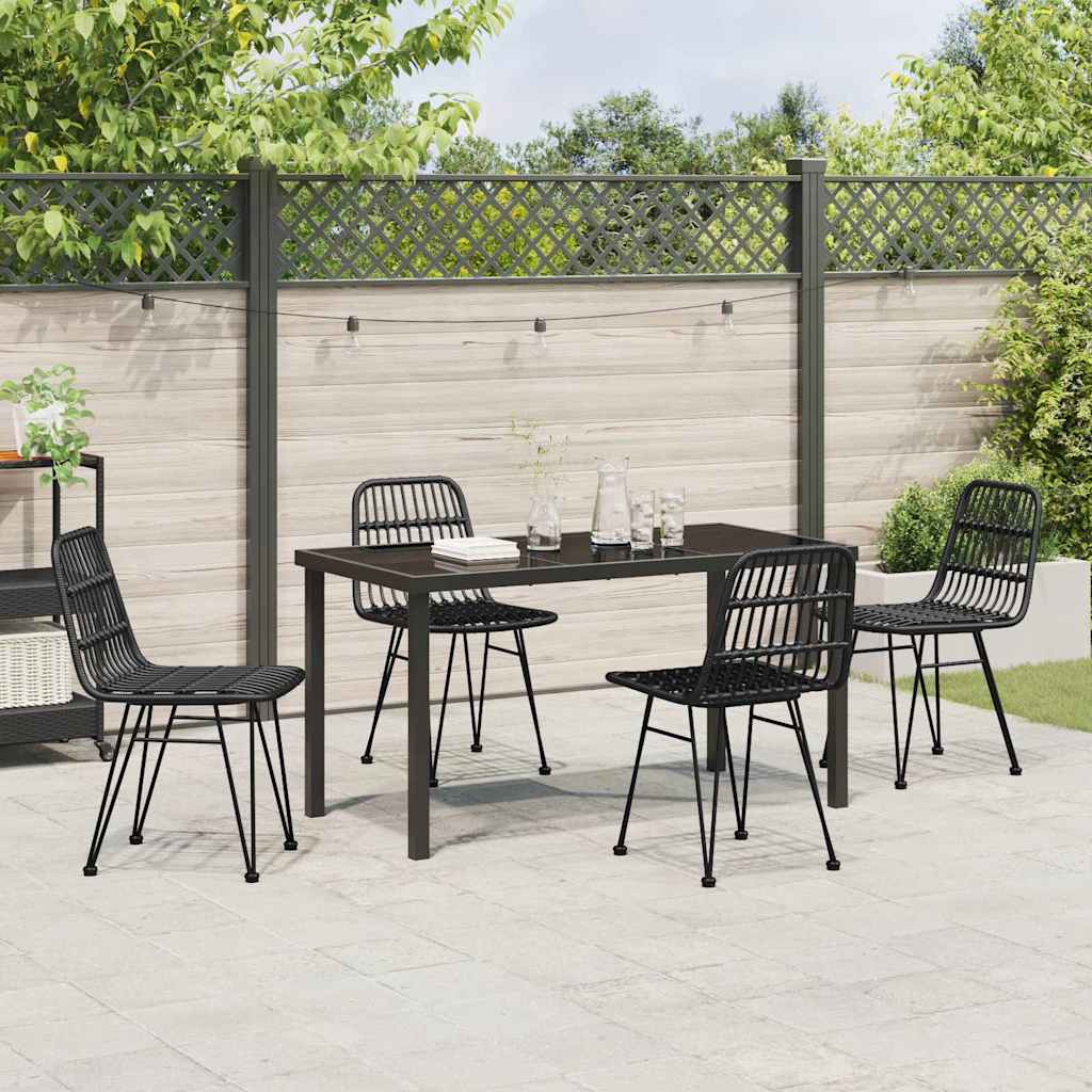 Garten Essgruppe 5 pcs Schwarz Pulverbeschichteter Stahl