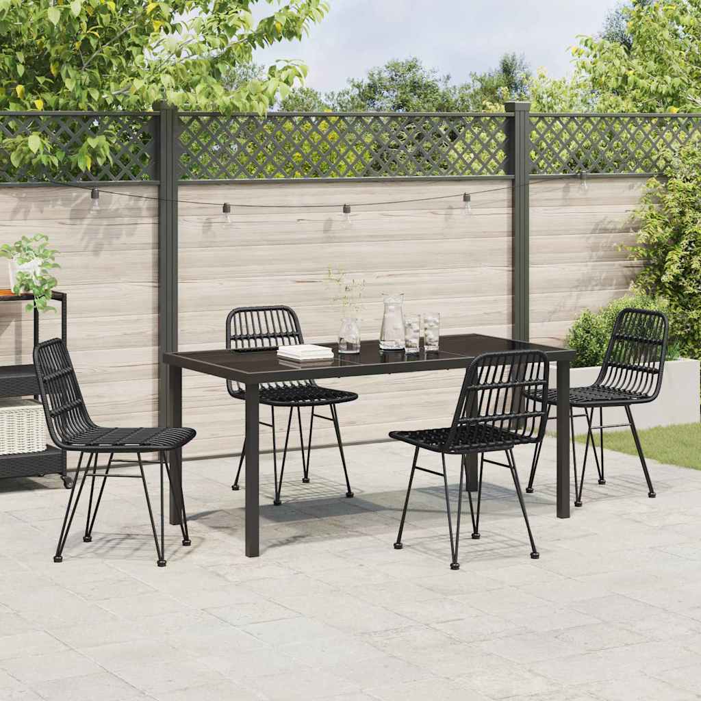 Garten Essgruppe 5 pcs Schwarz Pulverbeschichteter Stahl