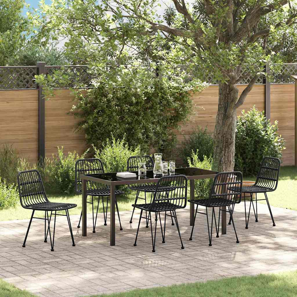 Garten Essgruppe 7 pcs Schwarz Pulverbeschichteter Stahl