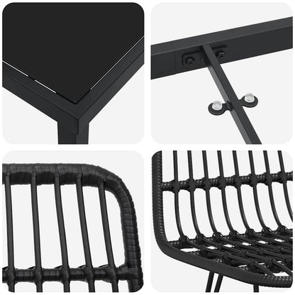 Garten Essgruppe 9 pcs Schwarz Pulverbeschichteter Stahl