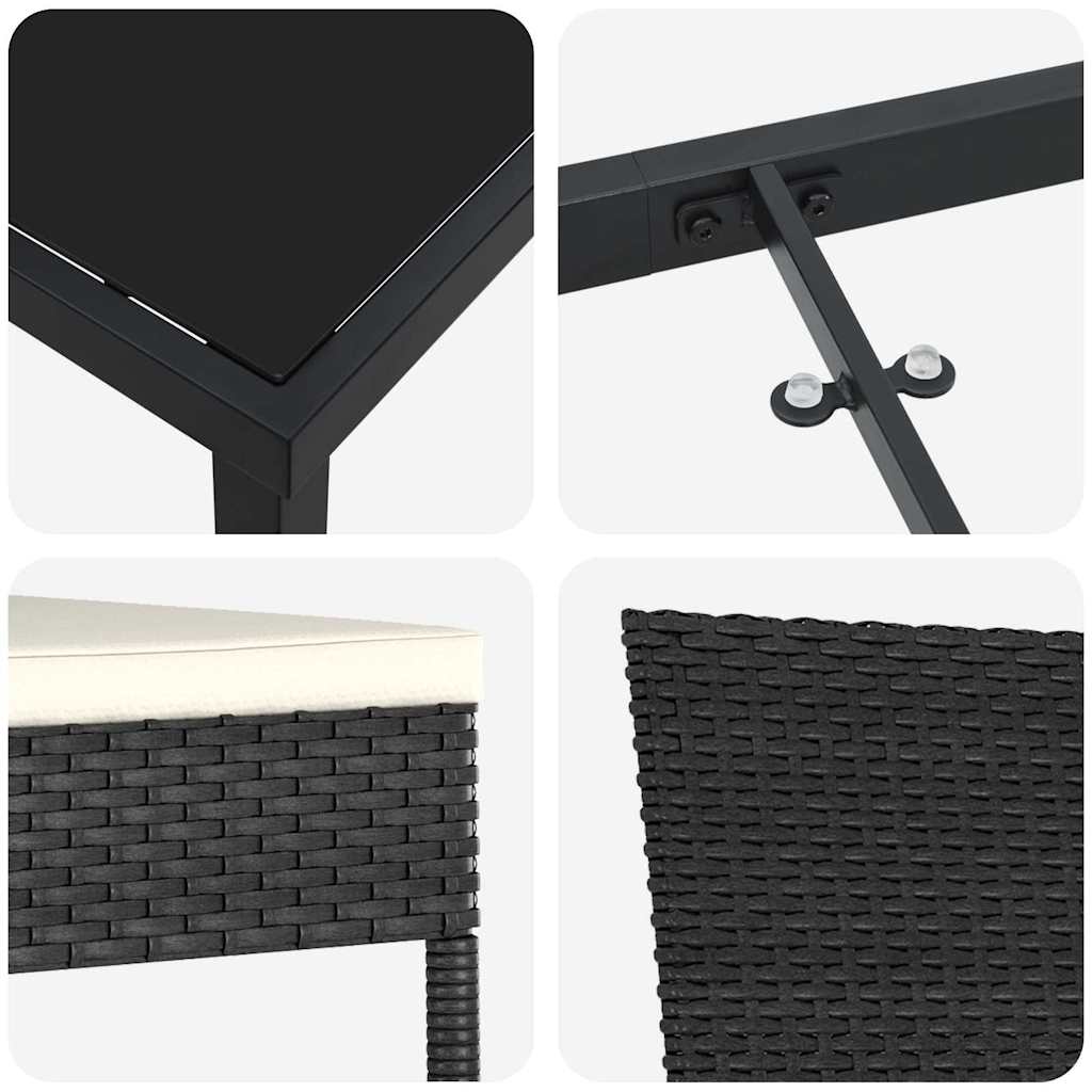 Garten Essgruppe 9 pcs Schwarz Pulverbeschichteter Stahl