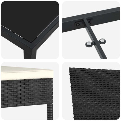 Garten Essgruppe 9 pcs Schwarz Pulverbeschichteter Stahl