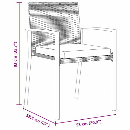 Garten Essgruppe 7 pcs Schwarz Pulverbeschichteter Stahl