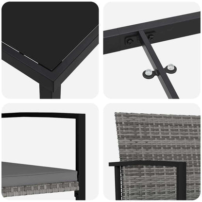 Garten Essgruppe 5 pcs Grau Pulverbeschichteter Stahl