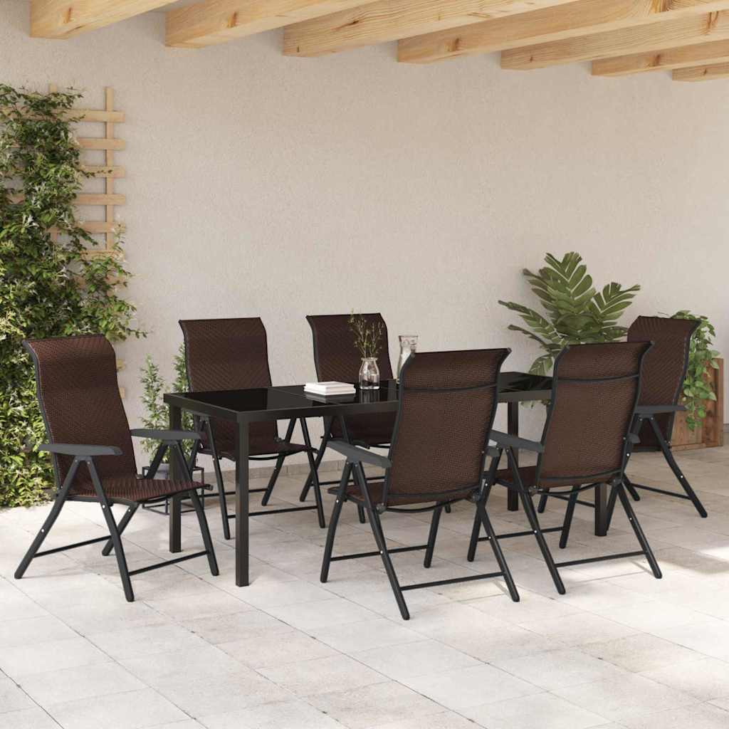 Garten Essgruppe 7 pcs Braun Pulverbeschichteter Stahl