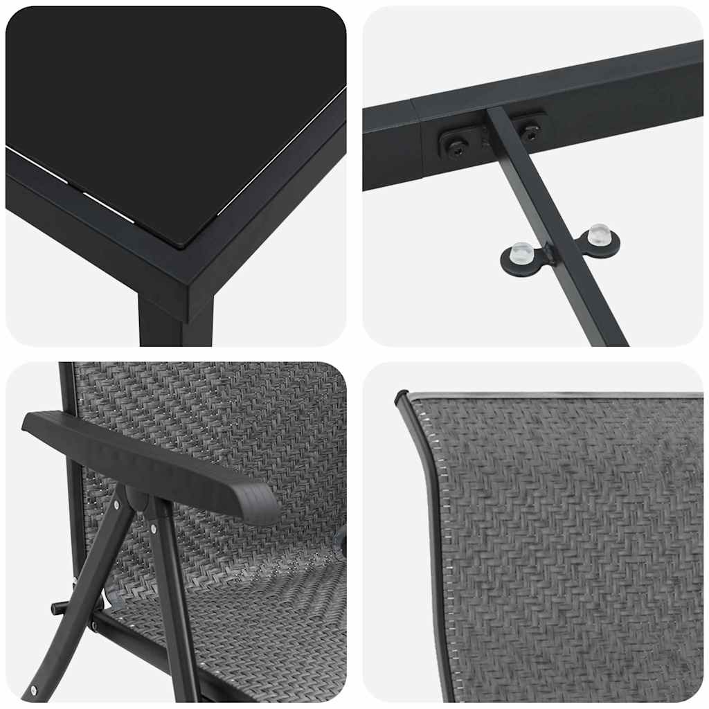 Garten Essgruppe 5 pcs Grau Pulverbeschichteter Stahl