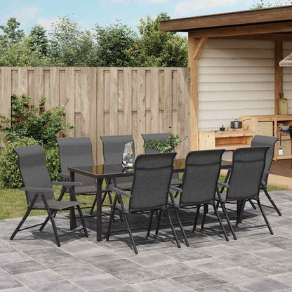 Garten Essgruppe 9 pcs Grau Pulverbeschichteter Stahl