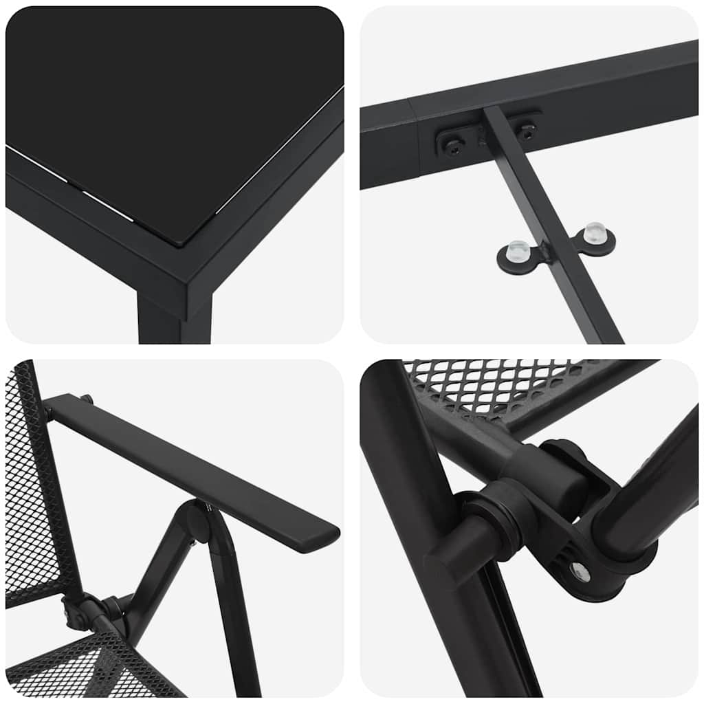 Garten Essgruppe 7 pcs Anthrazit Pulverbeschichteter Stahl