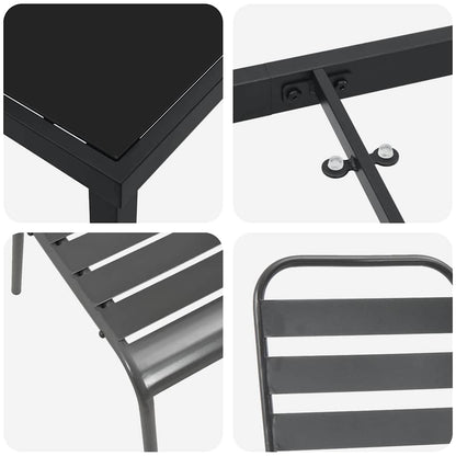 Garten Essgruppe 7 pcs Anthrazit Pulverbeschichteter Stahl