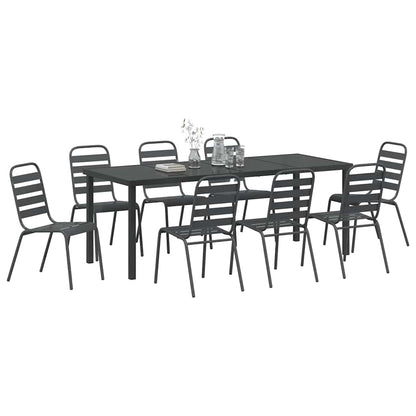 Garten Essgruppe 9 pcs Anthrazit Pulverbeschichteter Stahl