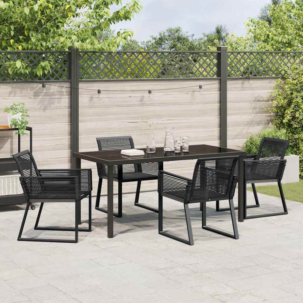 Garten Essgruppe 5 pcs Schwarz Pulverbeschichteter Stahl