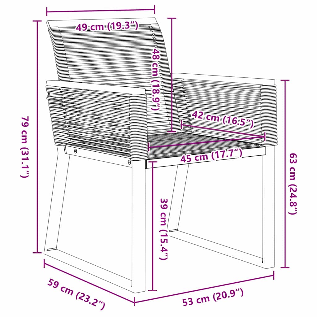 Garten Essgruppe 5 pcs Schwarz Pulverbeschichteter Stahl