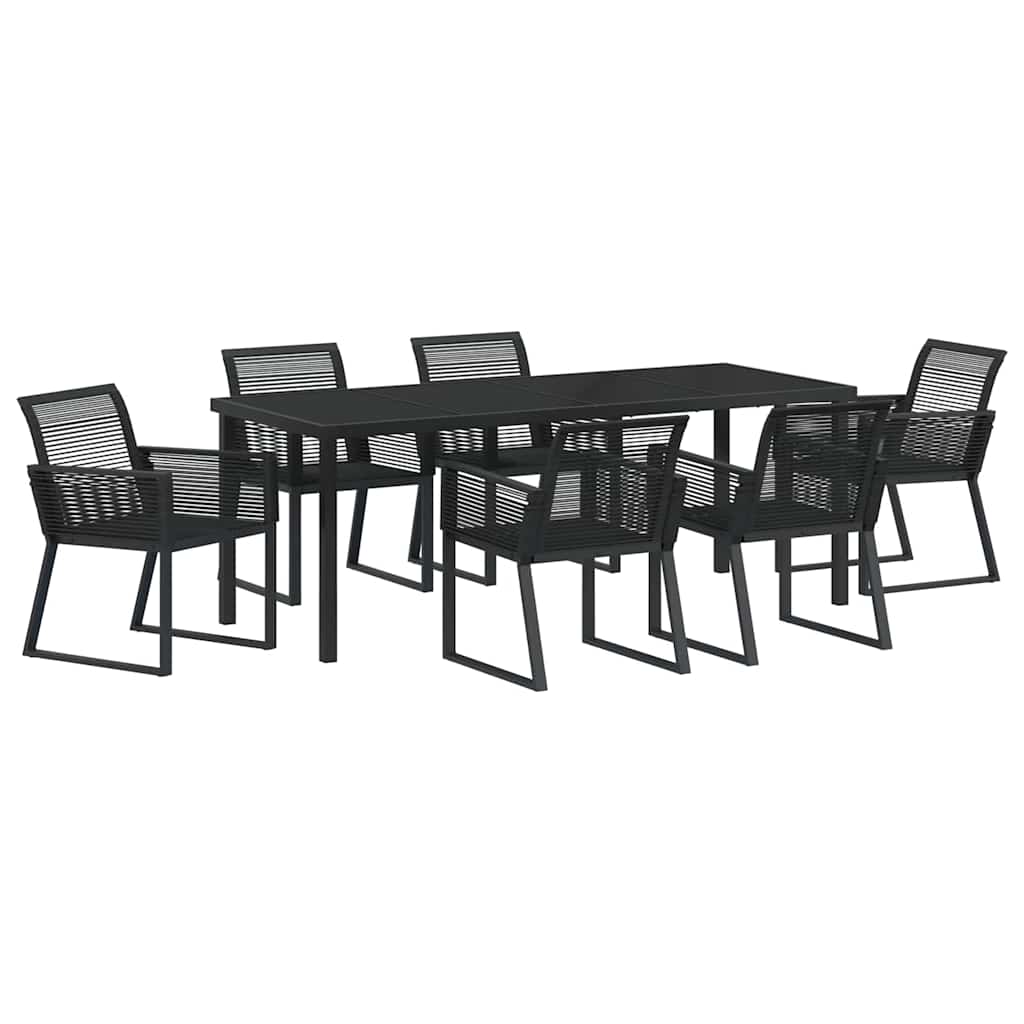 Garten Essgruppe 7 pcs Schwarz Pulverbeschichteter Stahl