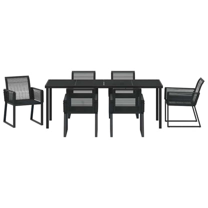Garten Essgruppe 7 pcs Schwarz Pulverbeschichteter Stahl