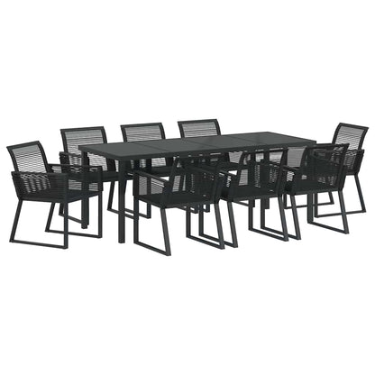 Garten Essgruppe 9 pcs Schwarz Pulverbeschichteter Stahl