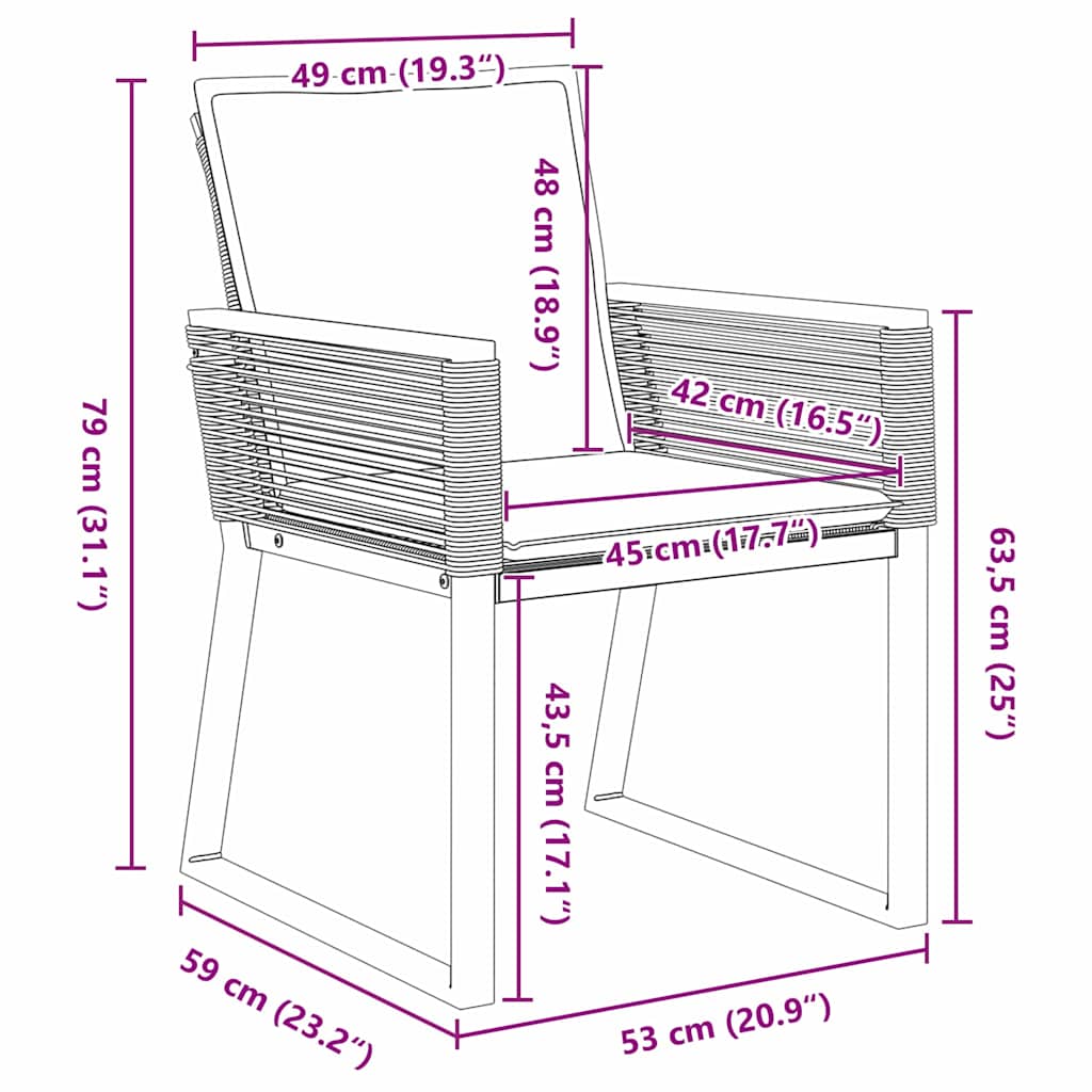 Garten Essgruppe 7 pcs Schwarz Pulverbeschichteter Stahl