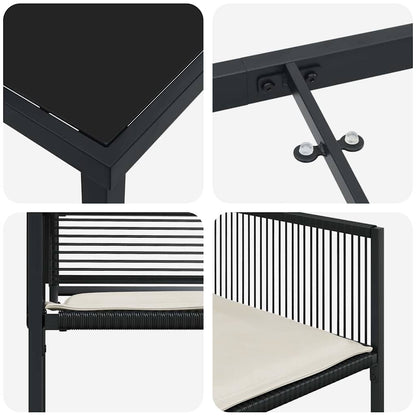 Garten Essgruppe 5 pcs Schwarz Pulverbeschichteter Stahl