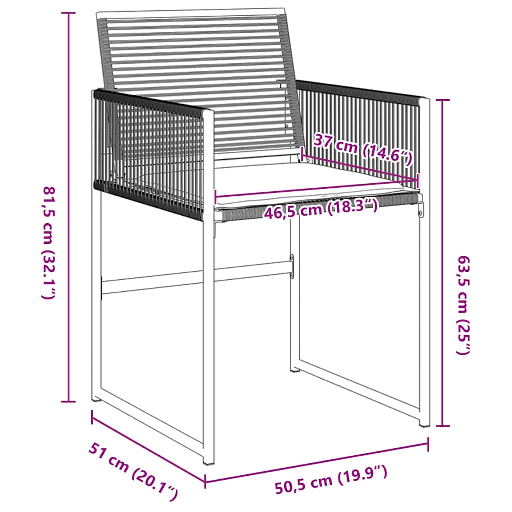 Garten Essgruppe 9 pcs Schwarz Pulverbeschichteter Stahl