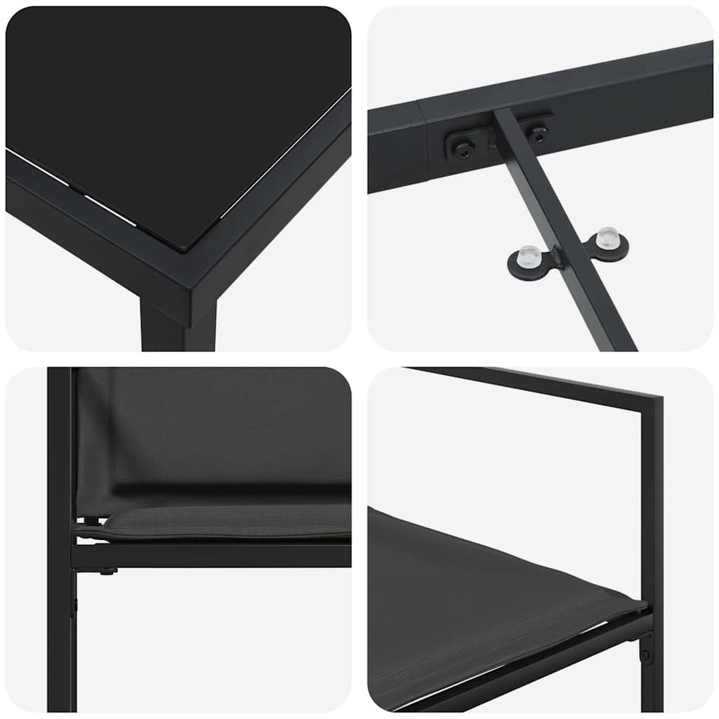 Garten Essgruppe 9 pcs Schwarz Pulverbeschichteter Stahl