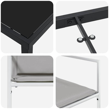 Garten Essgruppe 5 pcs Weiß Pulverbeschichteter Stahl