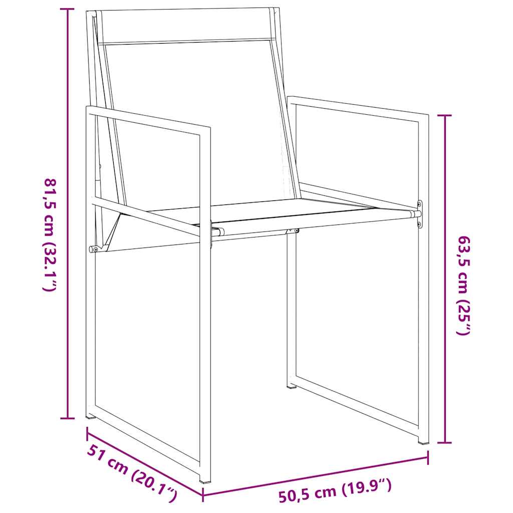 Garten Essgruppe 9 pcs Schwarz Pulverbeschichteter Stahl