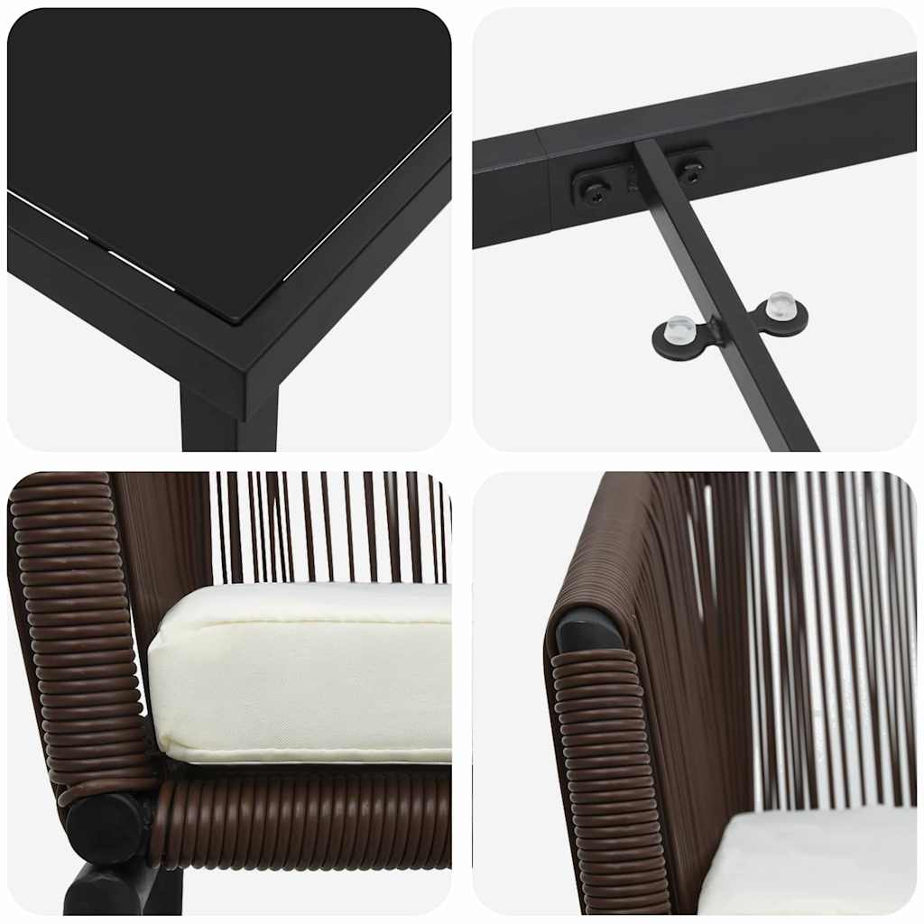 Garten Essgruppe 5 pcs Braun Pulverbeschichteter Stahl