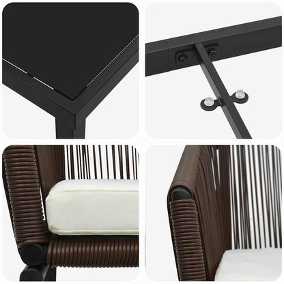 Garten Essgruppe 5 pcs Braun Pulverbeschichteter Stahl