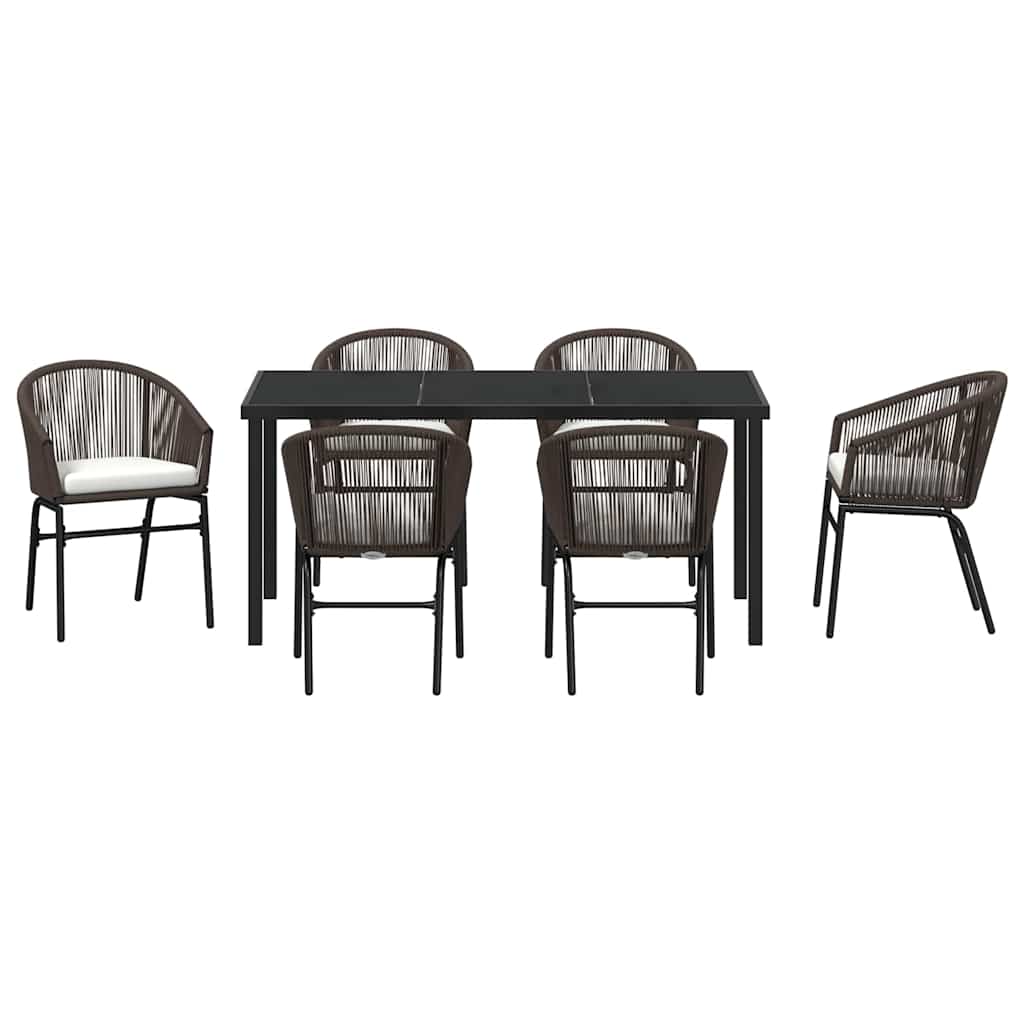 Garten Essgruppe 7 pcs Braun Pulverbeschichteter Stahl