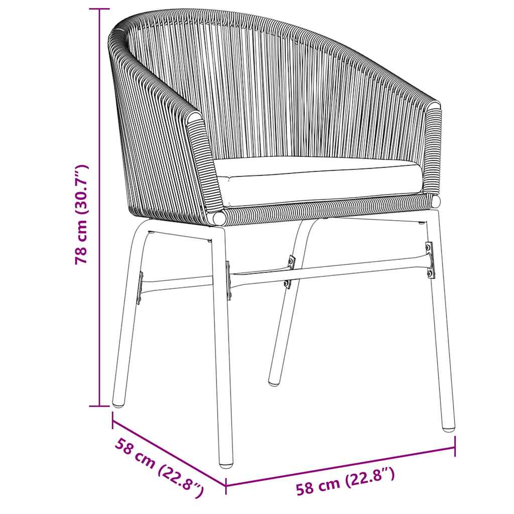 Garten Essgruppe 7 pcs Braun Pulverbeschichteter Stahl