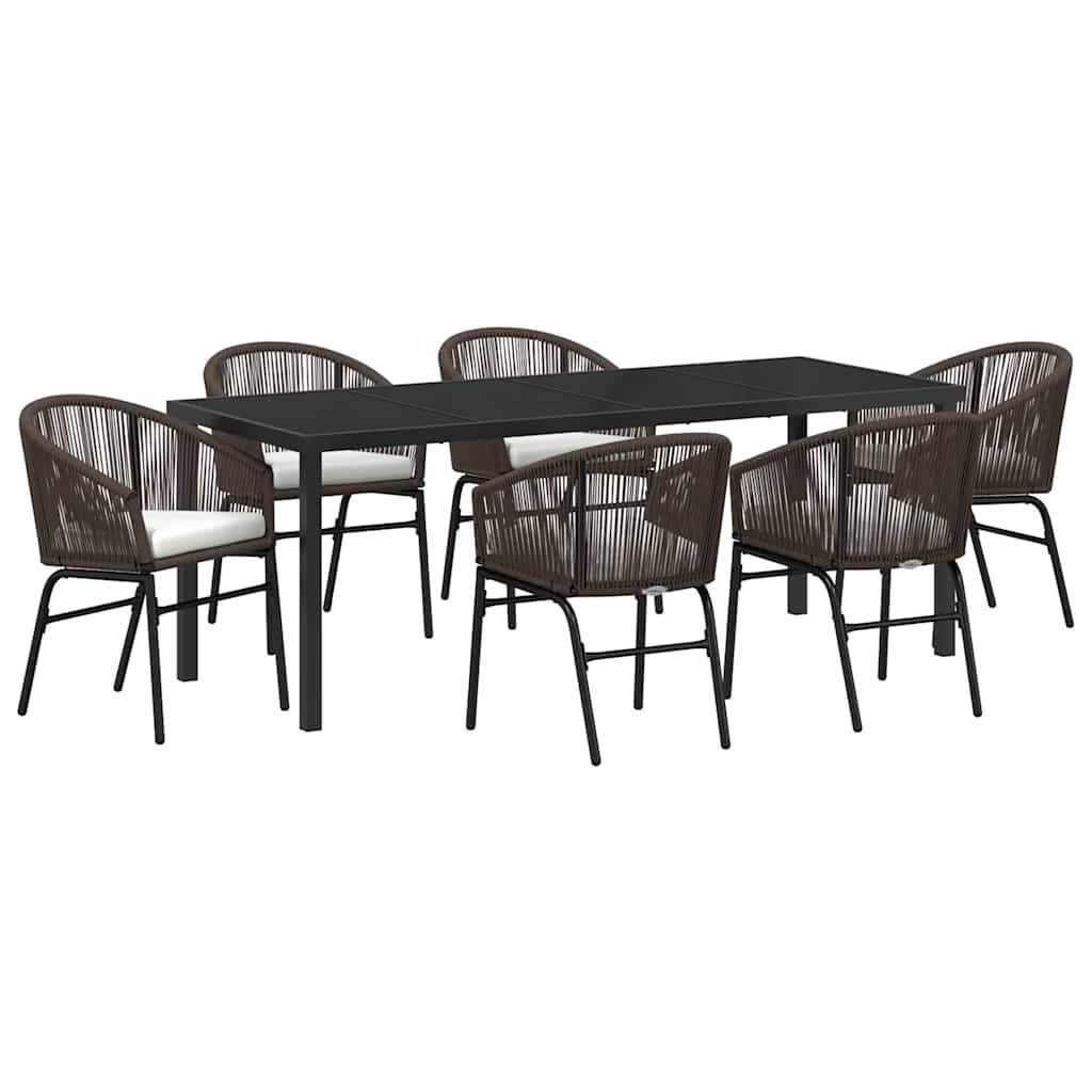 Garten Essgruppe 7 pcs Braun Pulverbeschichteter Stahl