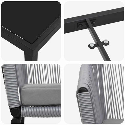 Garten Essgruppe 7 pcs Anthrazit Pulverbeschichteter Stahl