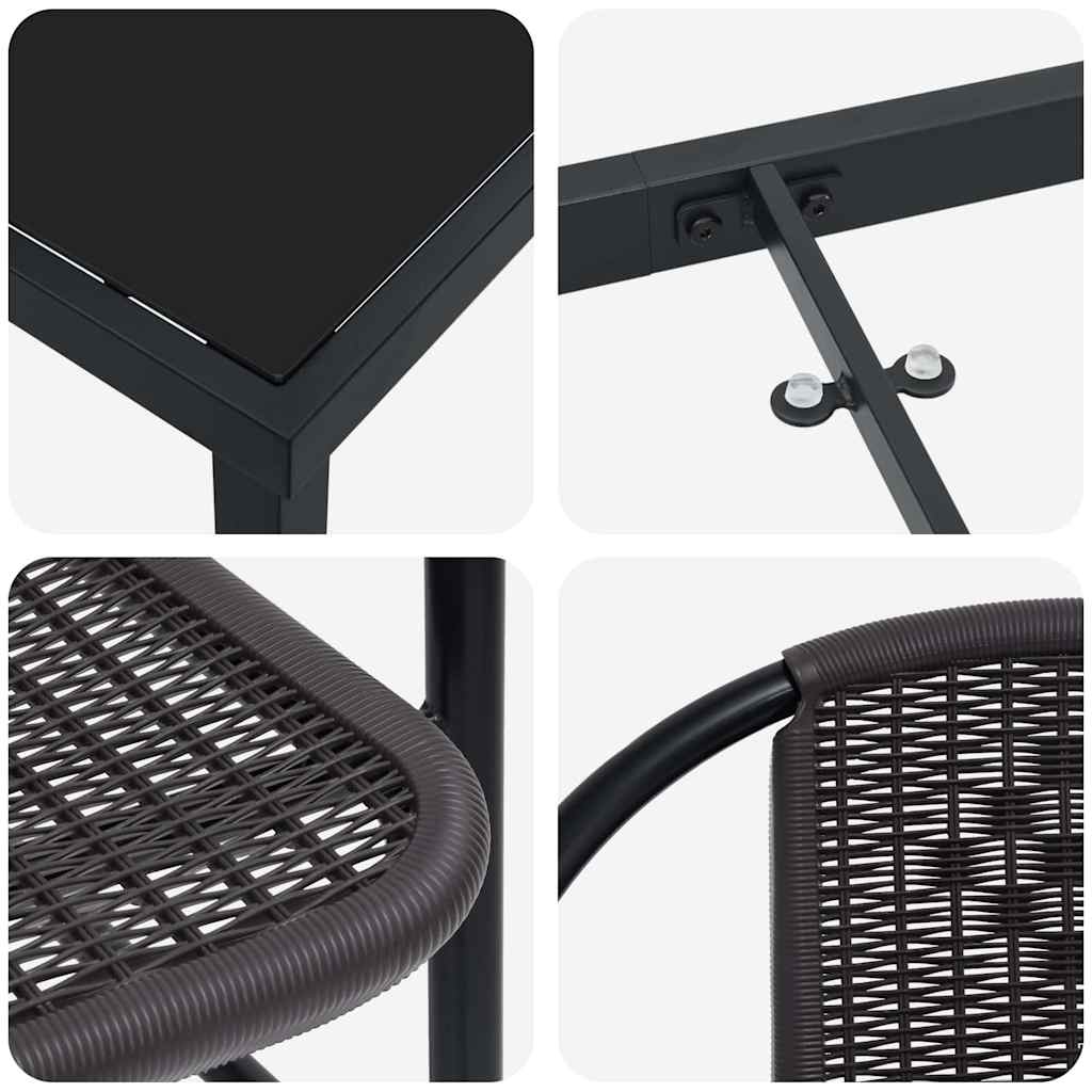 Garten Essgruppe 7 pcs Schwarz Pulverbeschichteter Stahl