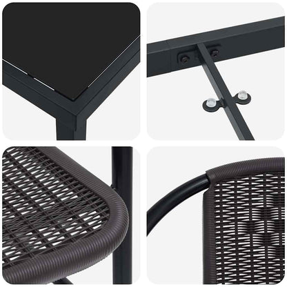 Garten Essgruppe 9 pcs Schwarz Pulverbeschichteter Stahl