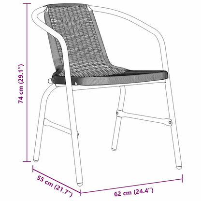 Garten Essgruppe 9 pcs Schwarz Pulverbeschichteter Stahl