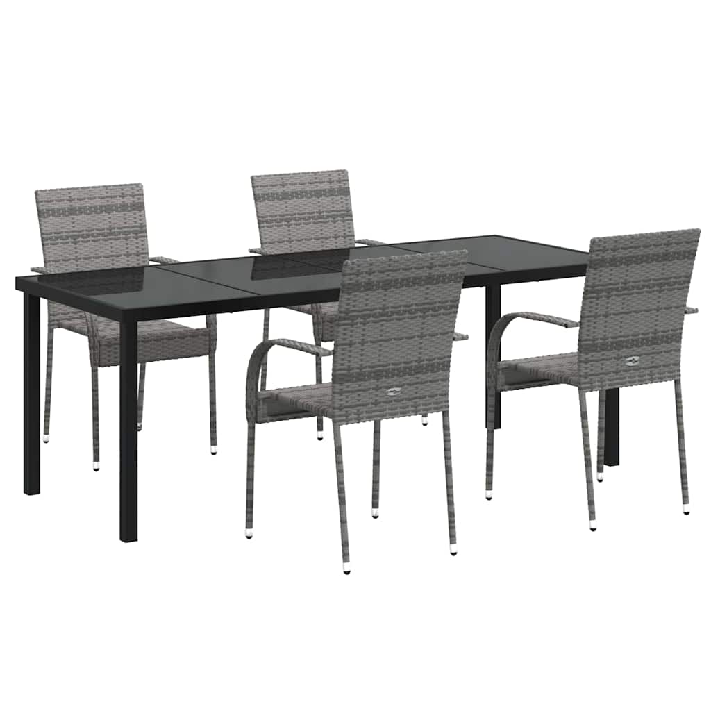 Garten Essgruppe 5 pcs Grau Pulverbeschichteter Stahl