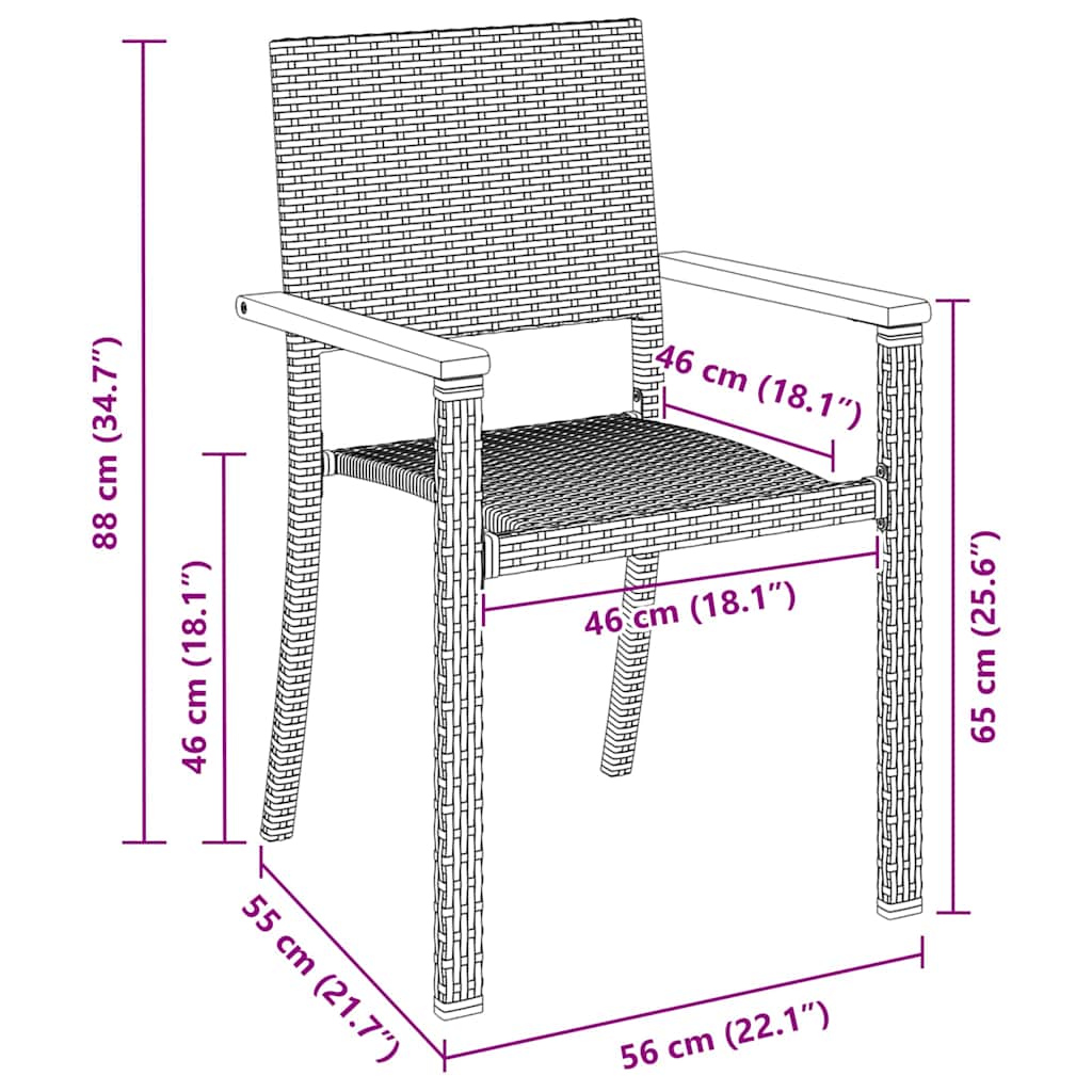 Garten Essgruppe 9 pcs Schwarz Pulverbeschichteter Stahl