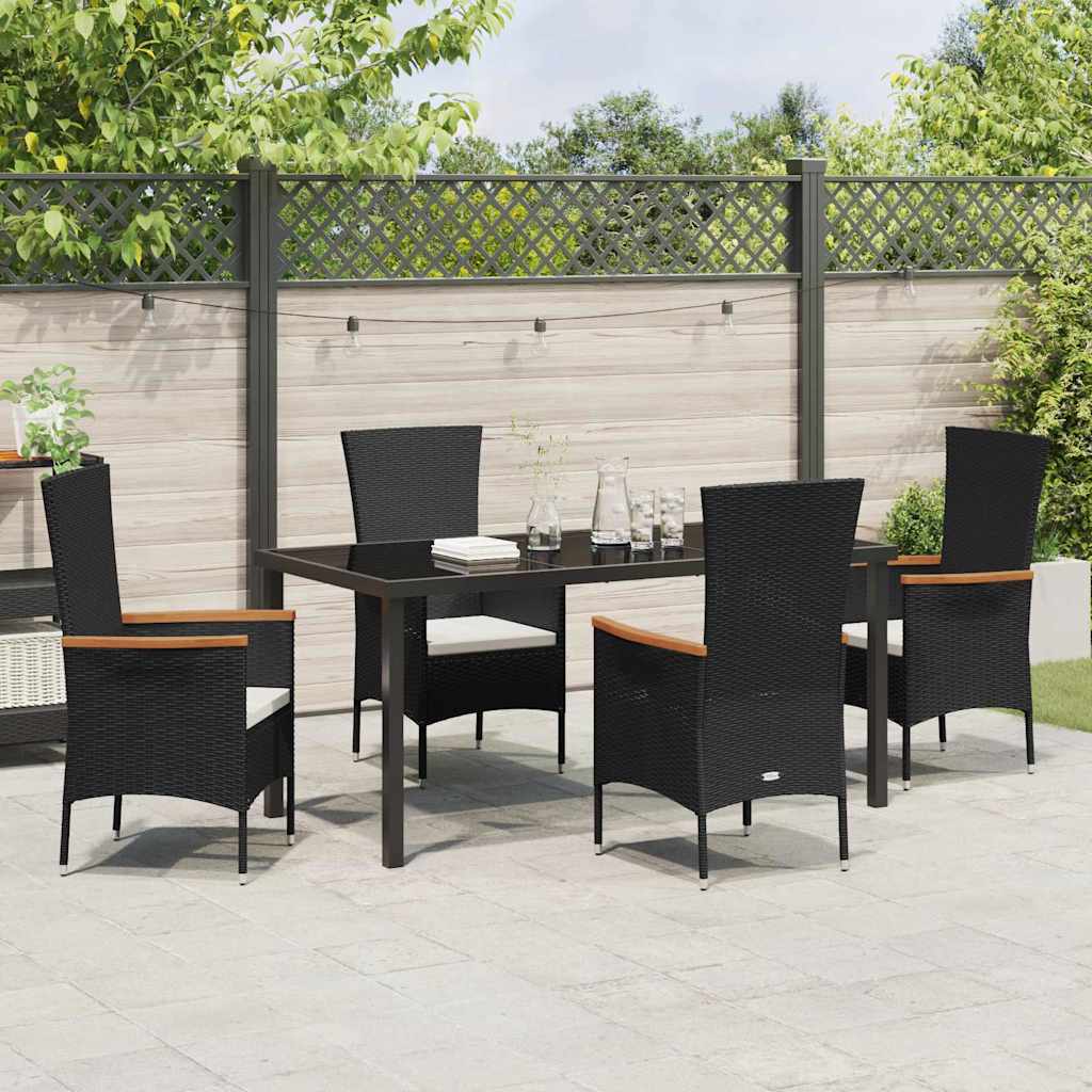 Garten Essgruppe 5 pcs Schwarz Pulverbeschichteter Stahl