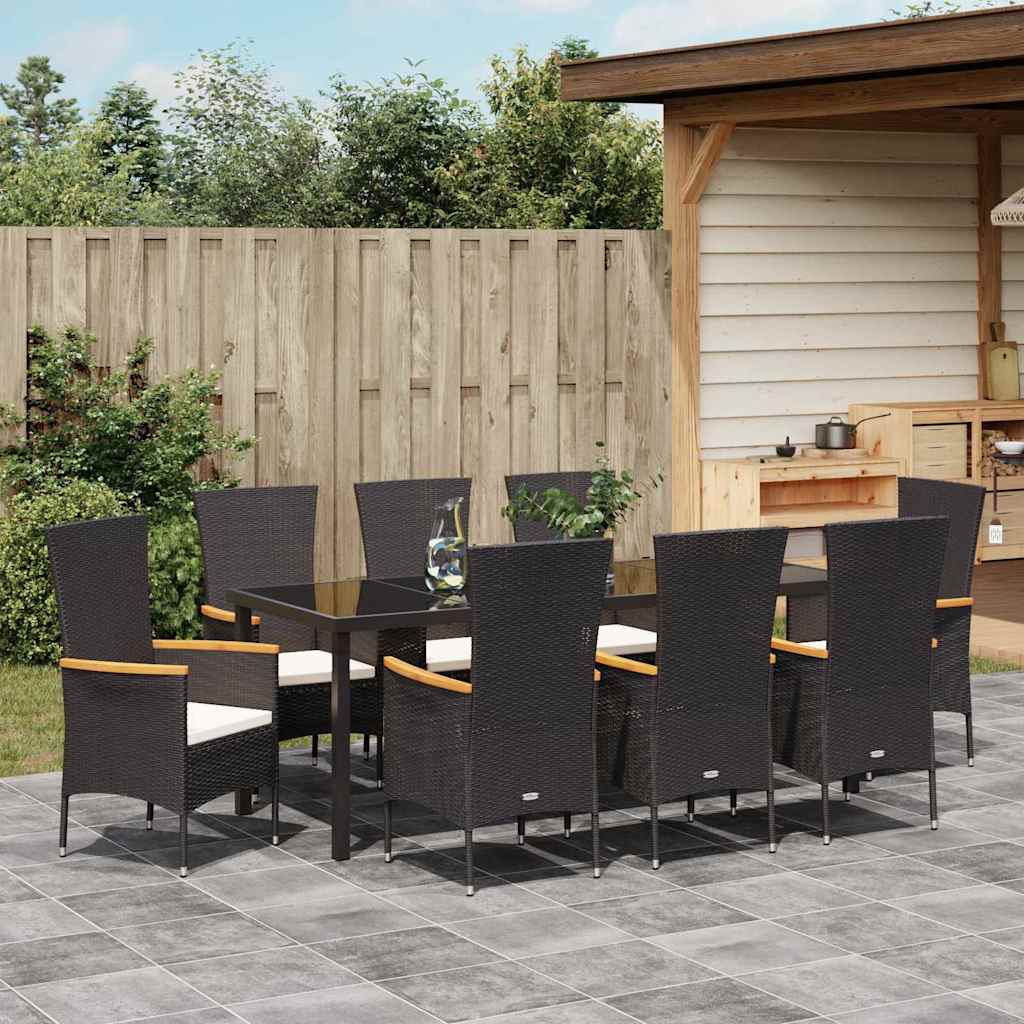 Garten Essgruppe 9 pcs Schwarz Pulverbeschichteter Stahl