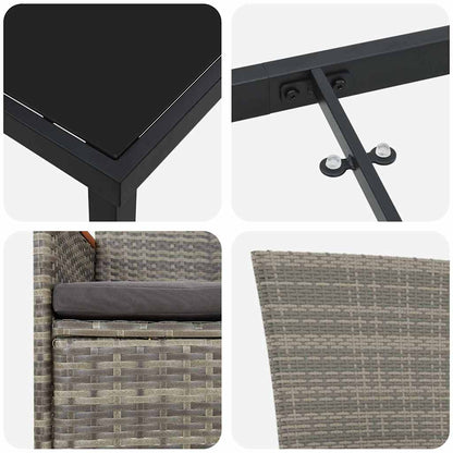 Garten Essgruppe 5 pcs Grau Pulverbeschichteter Stahl