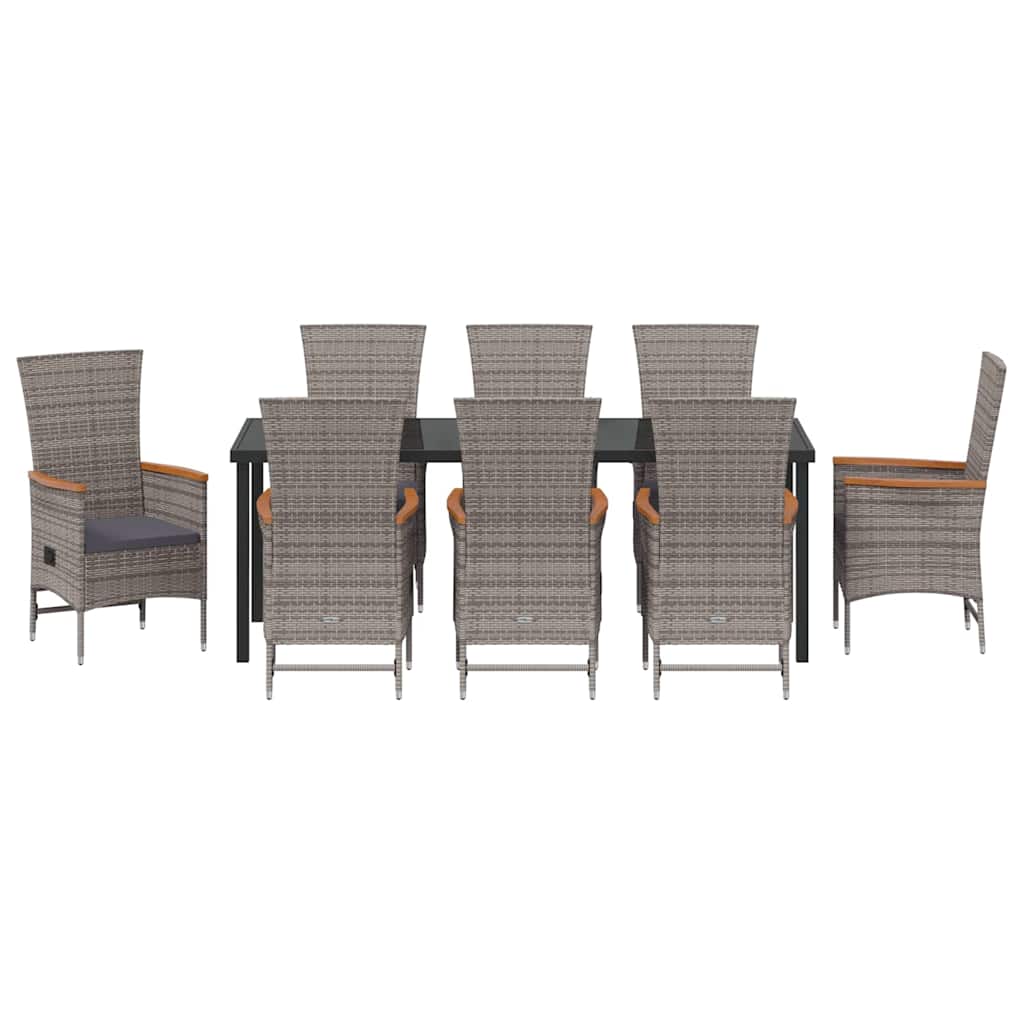 Garten Essgruppe 9 pcs Grau Pulverbeschichteter Stahl