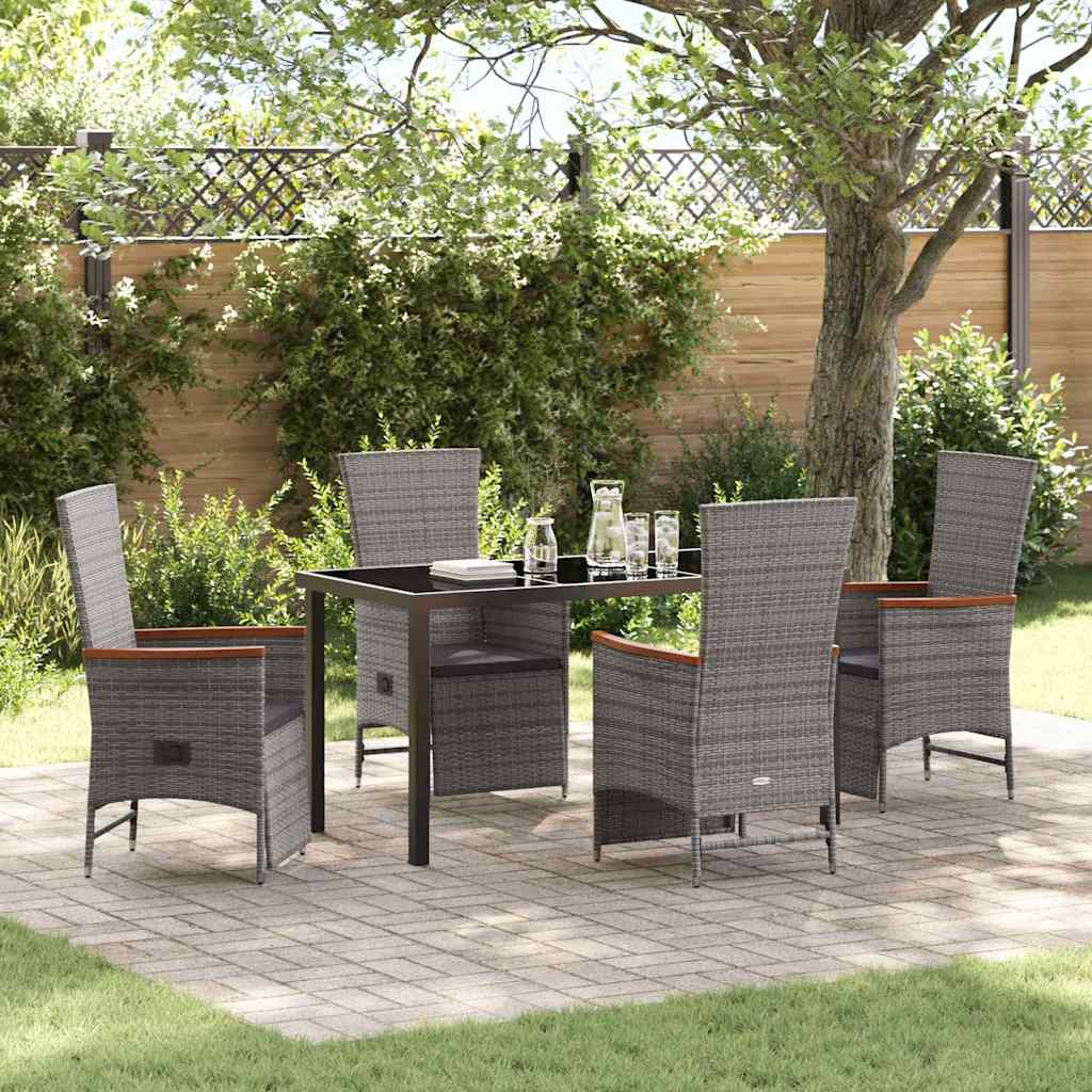 Garten Essgruppe mit Kissen 5 pcs Grau Poly-Rattan