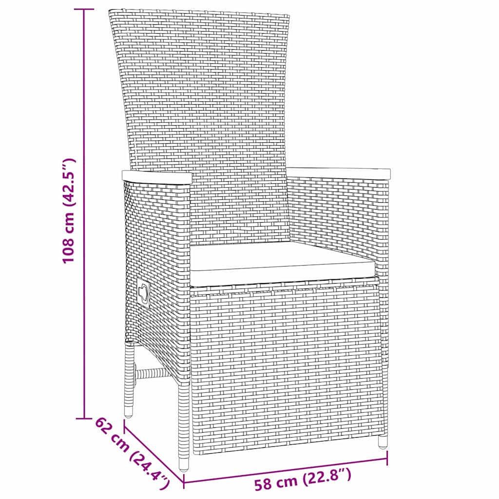 Garten Essgruppe mit Kissen 7 pcs Grau Poly-Rattan